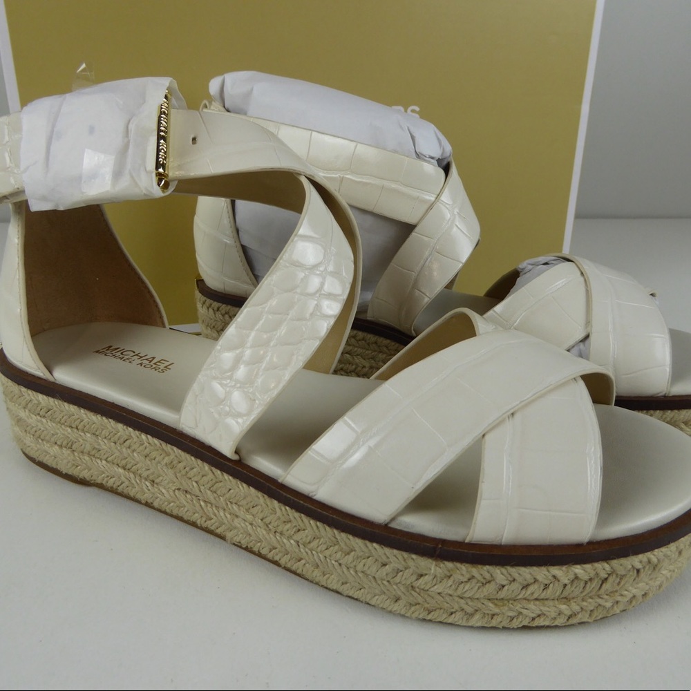 Michael Kors Darby Croc Embossed Leather Sandals